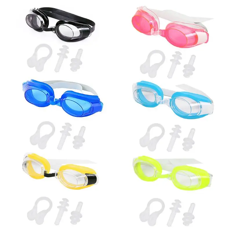 

Women Men Adult Waterproof Anti Fog Swimming Goggles Set UV Protection Wide View Adjustable Glasses With Nose Clip Ear Plug