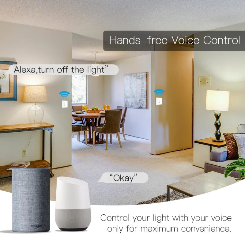 

Single Fire WiFi Smart Wall Switch No Neutral Wire Needed Wireless Smart Life Tuya Remote Control Work With Alexa RF433 White