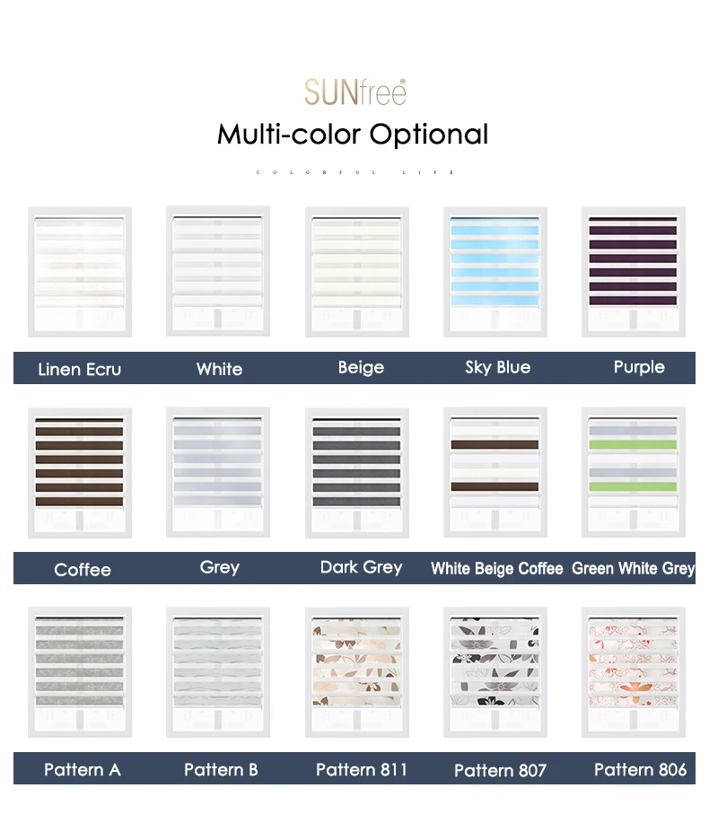 SUNFREE настраиваемый размер полосатые жалюзи двухслойные дневной свет тканевые