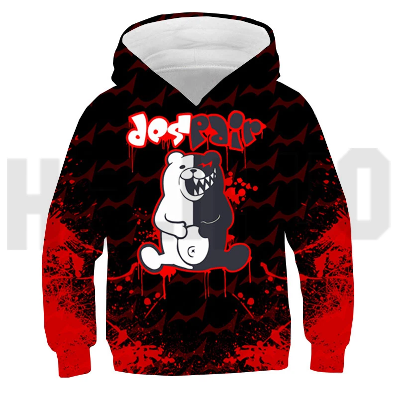 Толстовки унисекс с 3D принтом Аниме Супер Dangan Ronpa Danganronpa Mono Kuma Monokuma Белый Черный