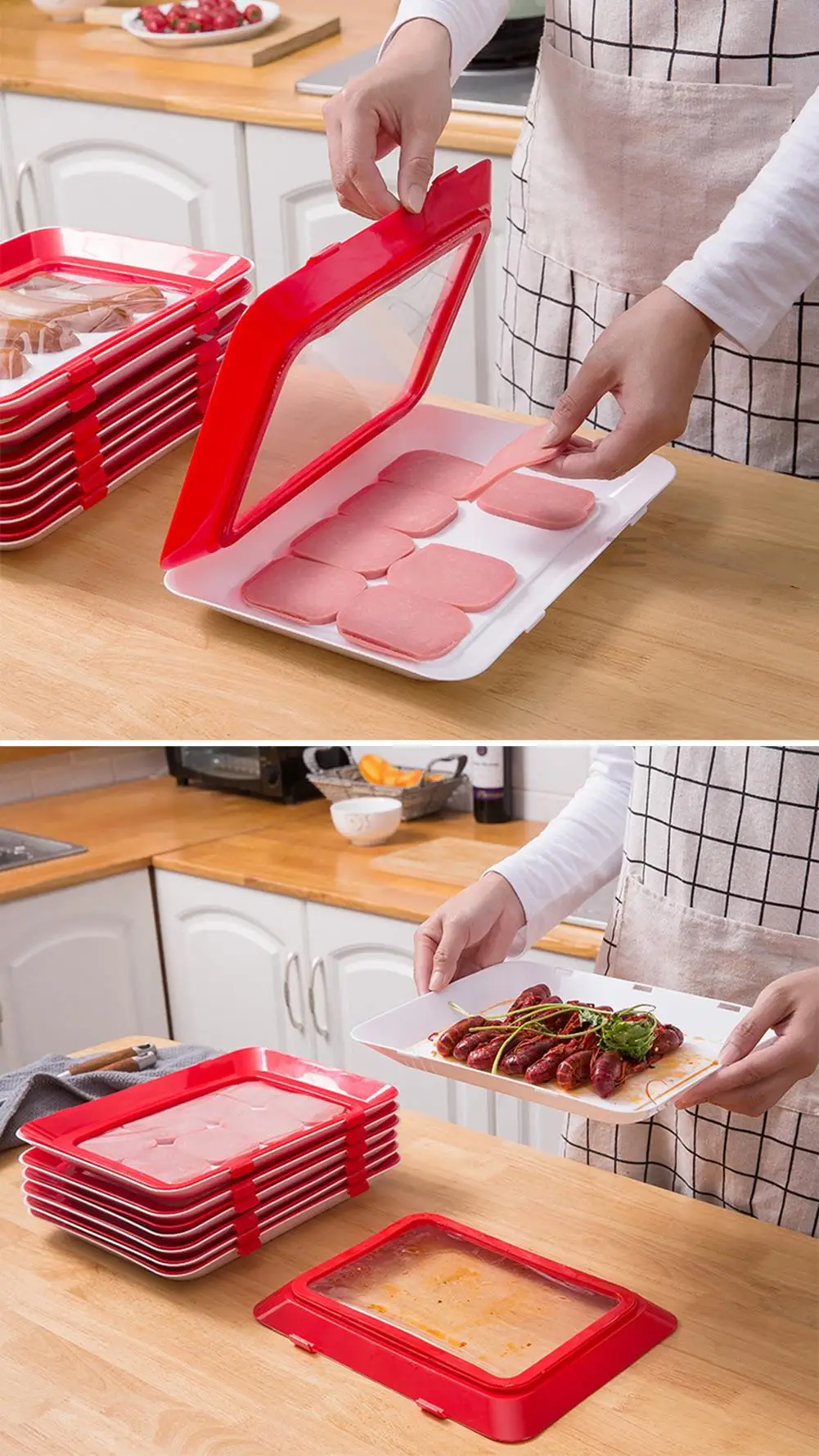 

Creative Food Preservation Tray Keeping Fresh Spacer Preservate Tray Healthy Kitchen Tools Food Storage Container Organizer