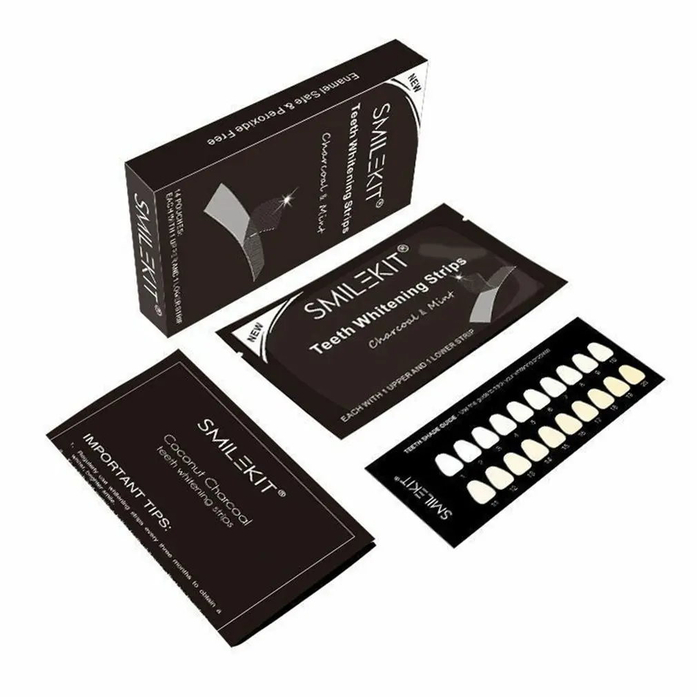 

Activated Charcoal Teeth Cleaning Strips Double Elastic Oral Hygiene Care 5D Gel Teeth Cleaning Tools Summer
