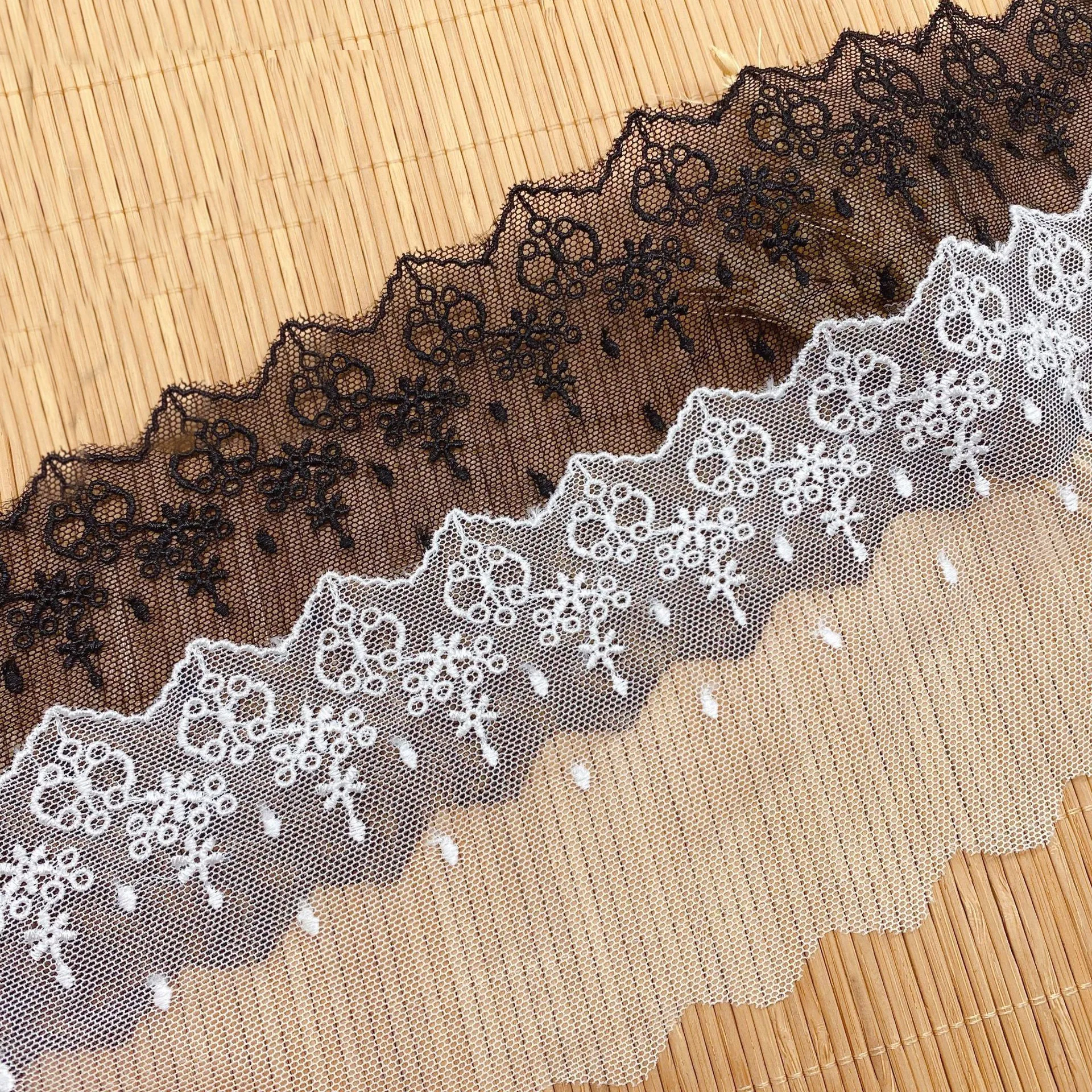 

Кружевная лента с вышивкой в горошек, 3 ярда