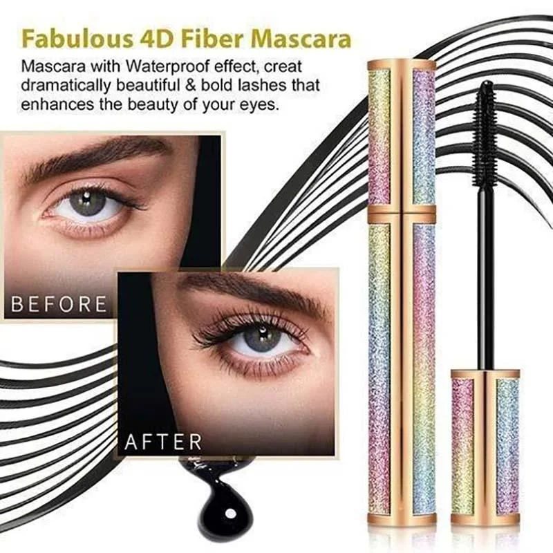 

4D Silk Fiber Eyelashes Lengthening Mascara Waterproof Long Lasting Lash Black Eyelashes Extension Make Up 3D Mascara