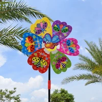 butterfly flower windmill colourful wind spinner garden yard decoration bee cartoon windmill toys whirligig wind spinner