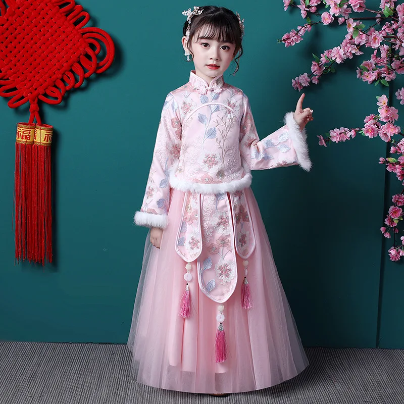 Зимнее платье ханьфу костюм династии Тан традиционный китайский народный
