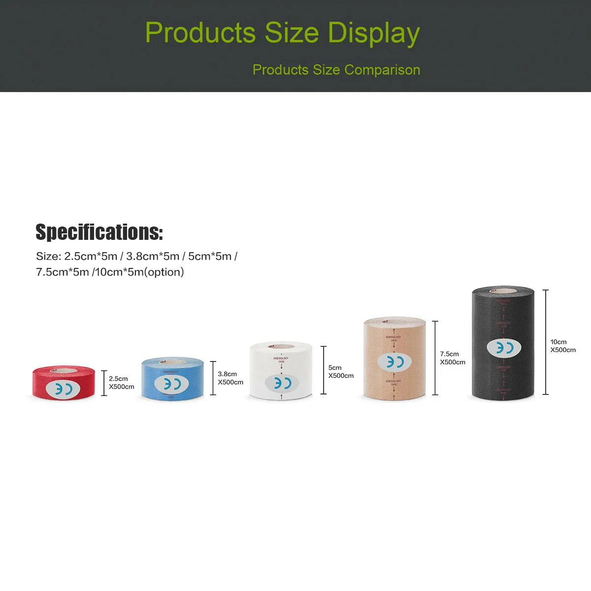 Кинезиологическая лента 5 размеров Спортивная хлопковая эластичная клейкая для