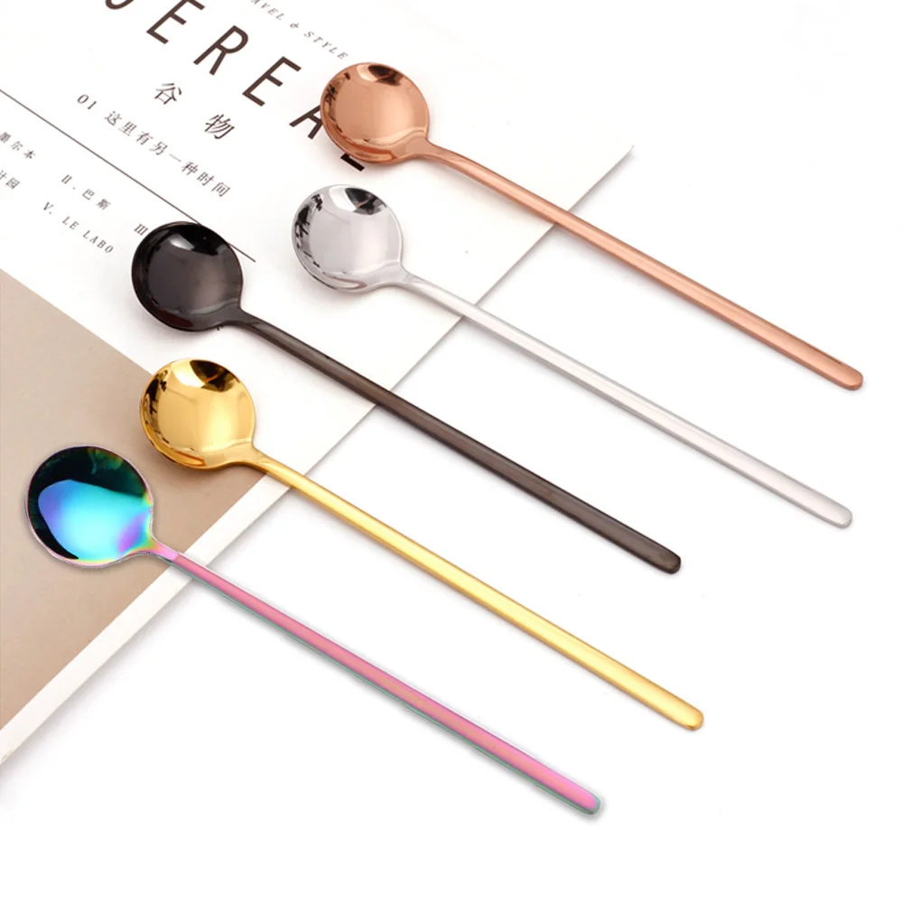 

Long Handled Stainless Steel Coffee Spoon Ice Cream Dessert Tea Spoon For Picnic