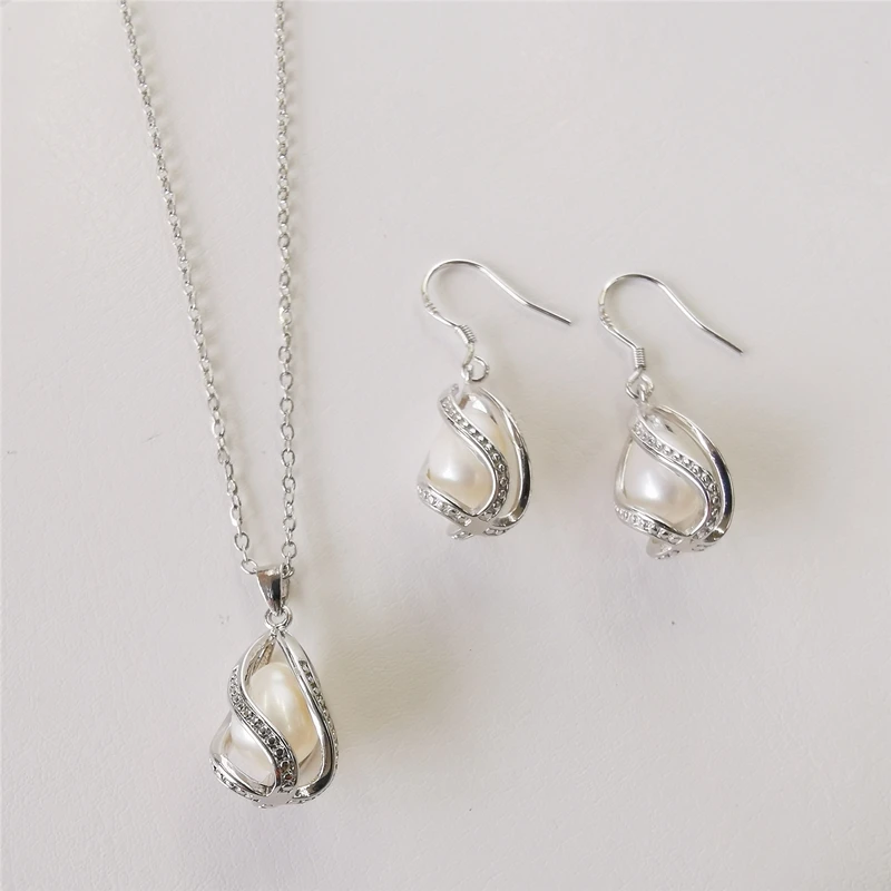 Набор ювелирных изделий из серебра 925 пробы с жемчугом 8-9 мм | Украшения и