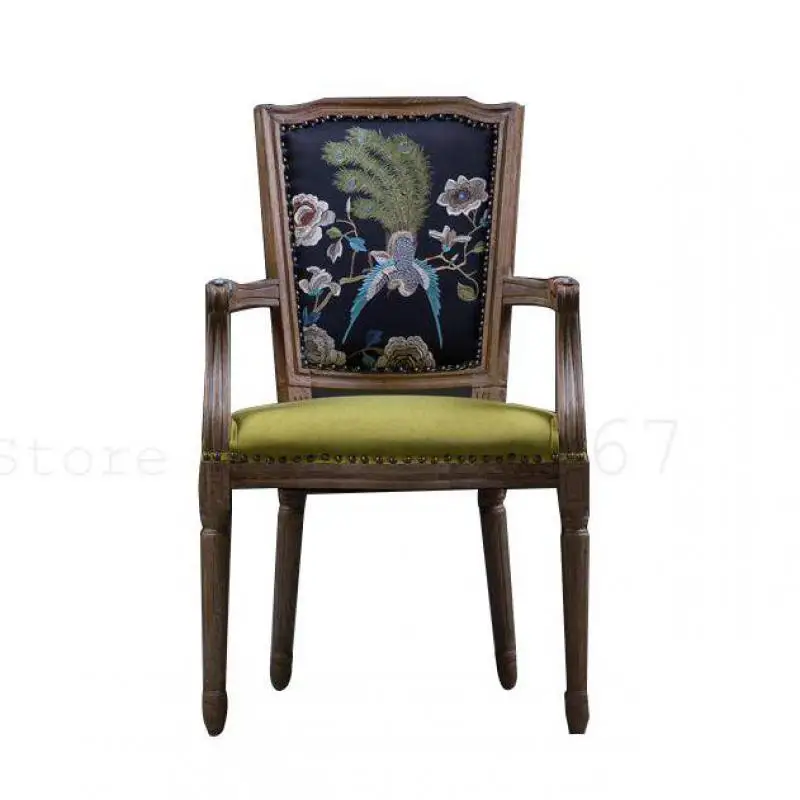 Европейский стул из массива дерева в стиле ретро обеденное кресло американского