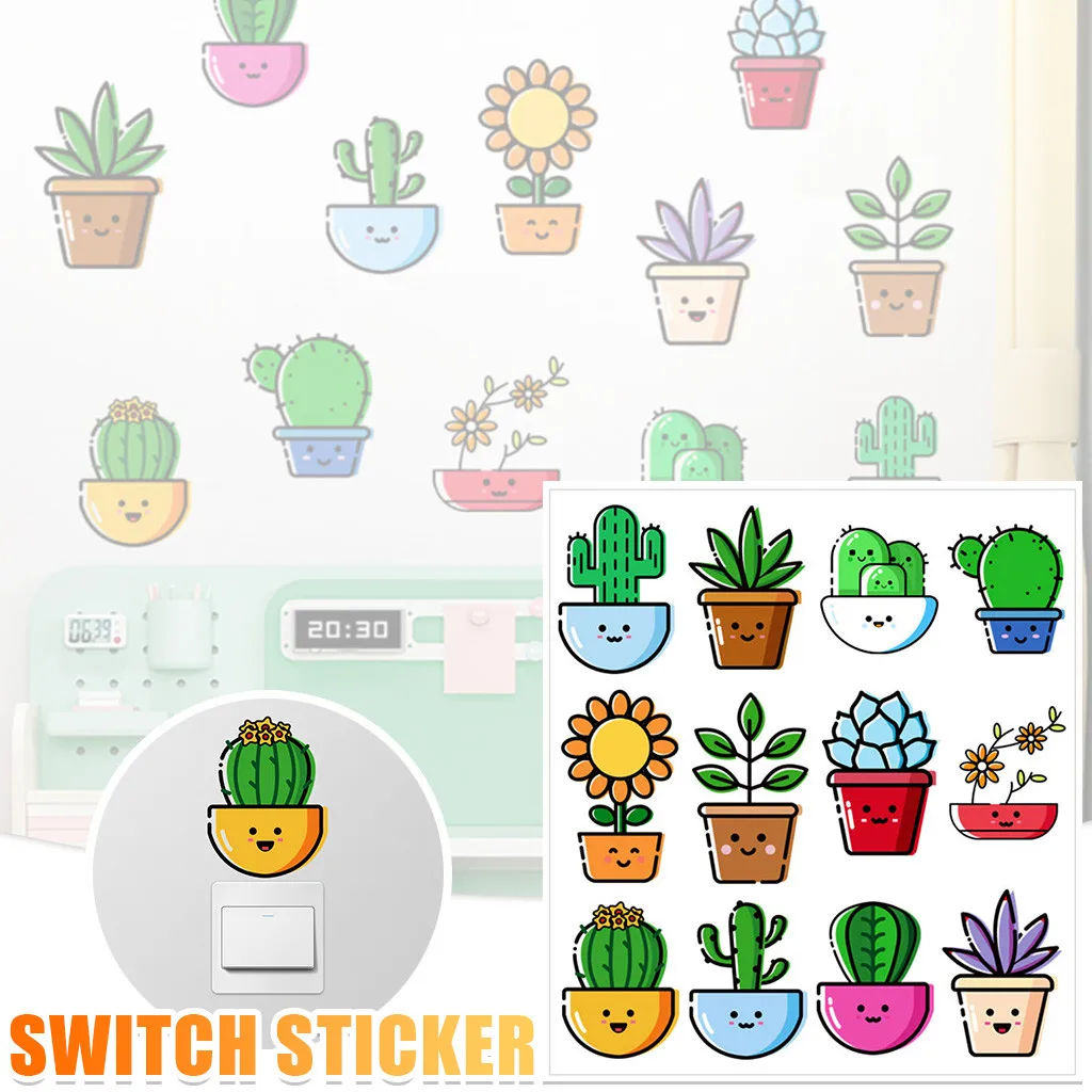 Зеленый завод настенный стикер для выключателя маленькой девочки комнаты DIY