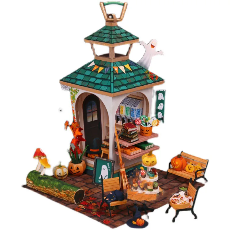 diy dollhouse casa miniature furniture kit halloween cottage paper model doll houses assemble toy for children christmas gifts free global shipping