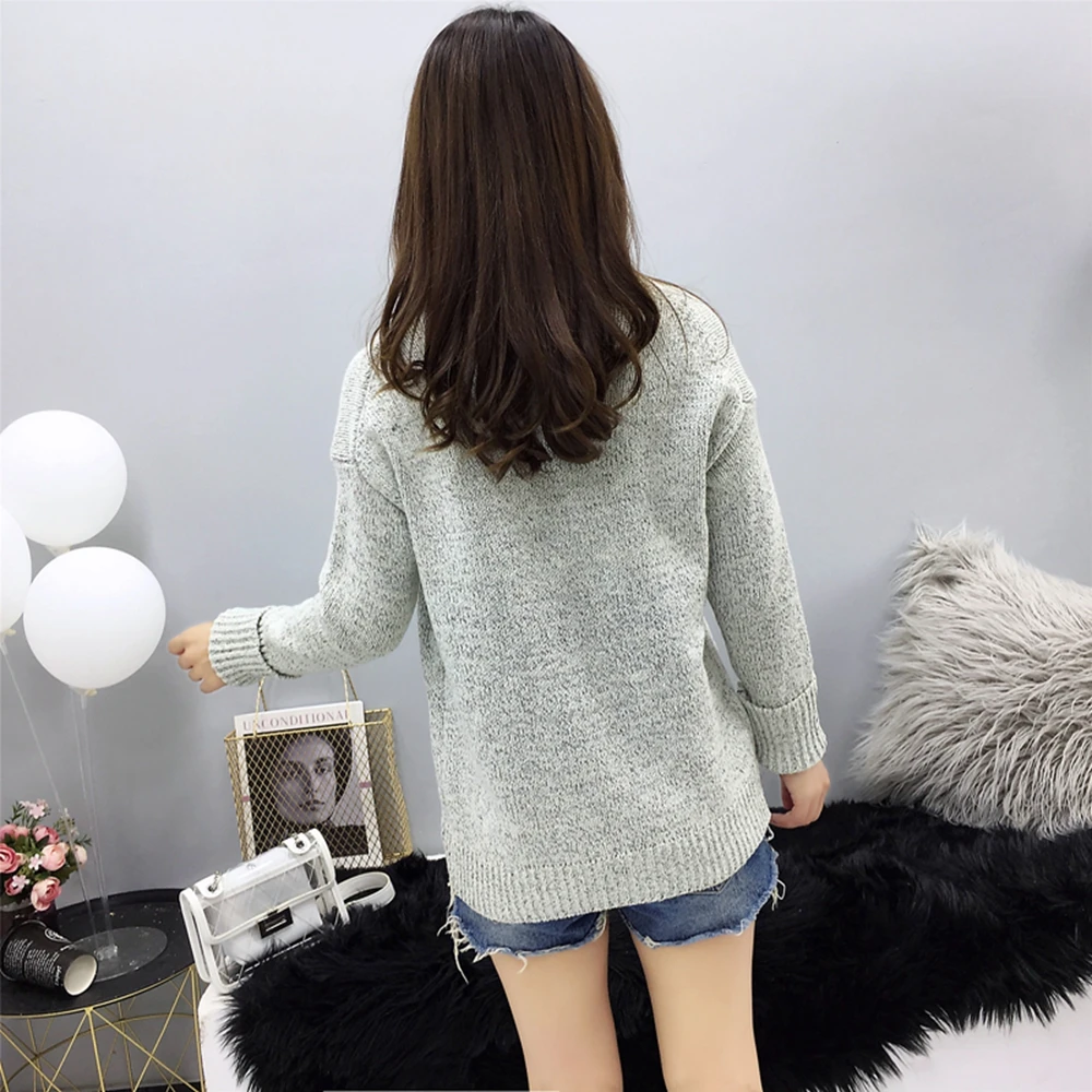

WITHZZ Solid Color Turtleneck Thick Sweater Women's Pullover Sweater Winter Loose Base Sweater