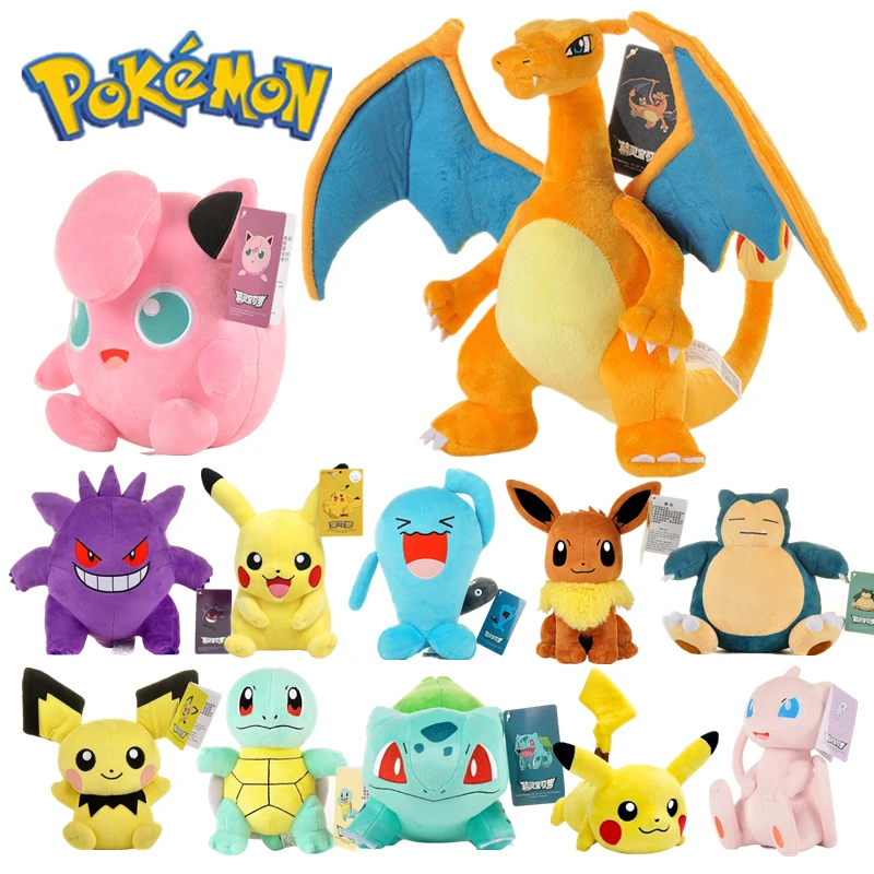

Original Pokemon Pikachu Plush doll Funny Bulbasaur Squirtle Charmander Charizard Eevee Psyduck Soft Anime Stuffed Toys Kids