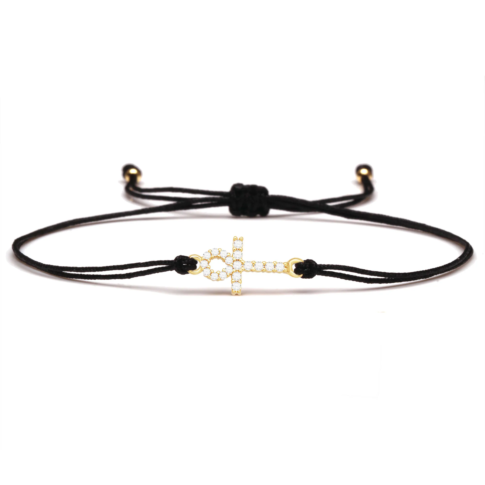 Белый кубический цирконий камни крест мужской символ браслеты с брелоками для