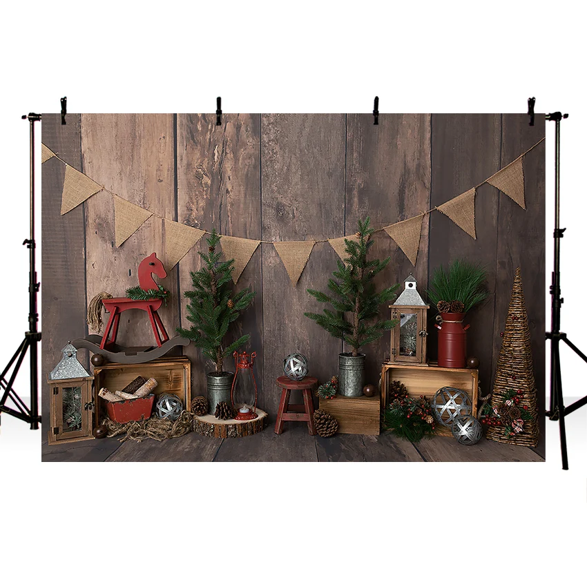 Рождественский фон Mehofond темно-коричневый деревянный пол настенная елка Детская
