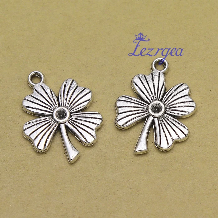 

25 шт./лот-27x17 мм античный посеребренный Клевер Подвески на удачу День Святого Патрика Подвески «сделай сам» серьги принадлежности ювелирные...