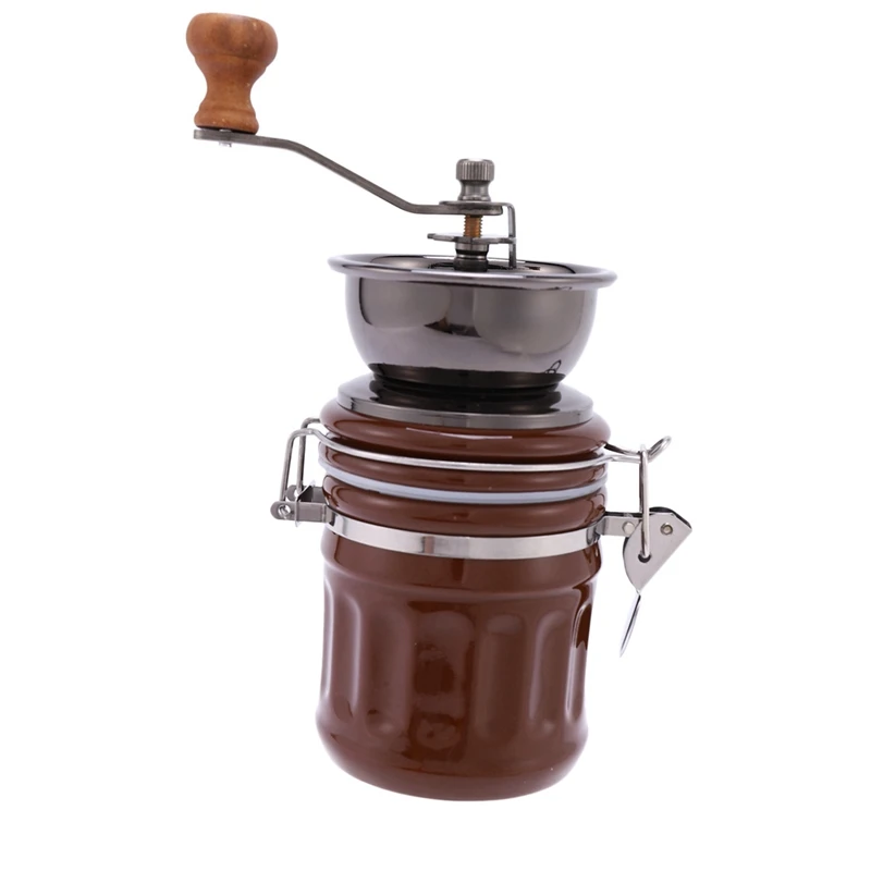 

Vintage Stainless Steel Ceramic Hand Coffee Bean Grinder with Mini Hand Pressure Portable Capsules Coffee Machine