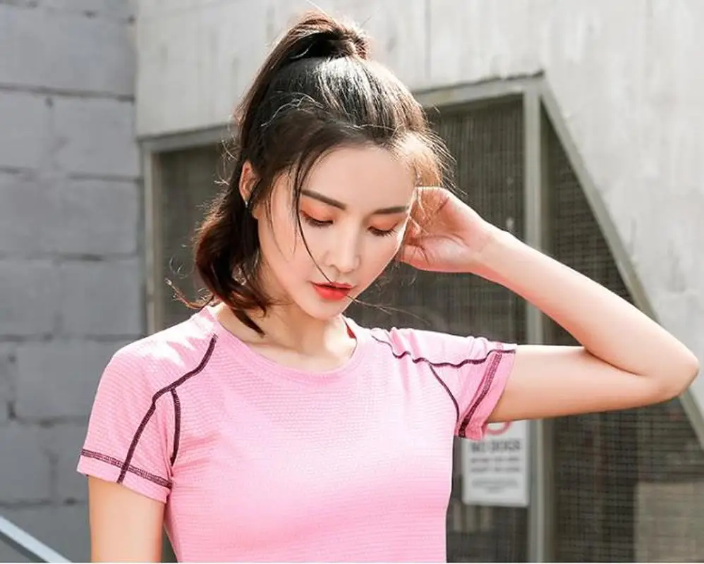 Men and Women Quick-drying Clothes Short-sleeved Loose Fitness Running Clothes Female T-shirt Large Size Workout Shirt Men