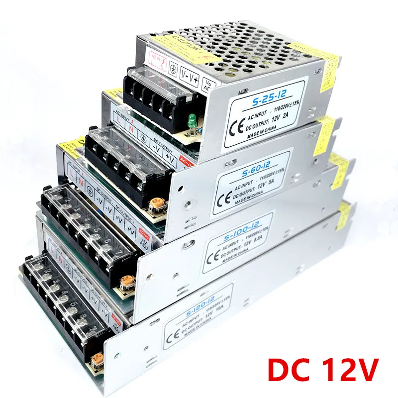 Трансформатор питания для светодиодных лент 12 В постоянного тока 1 А 2 3 5 8 10 15 20 30 40