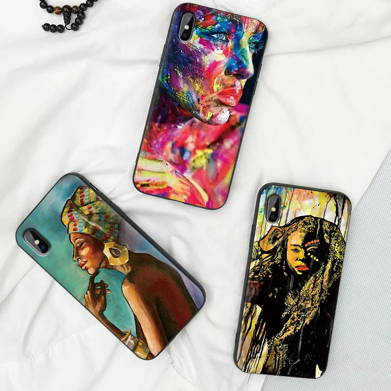 Цветной афро-окрашенный чехол для девочек iPhone XS Max XR Мягкий силиконовый X 6 6S 7 8 Plus