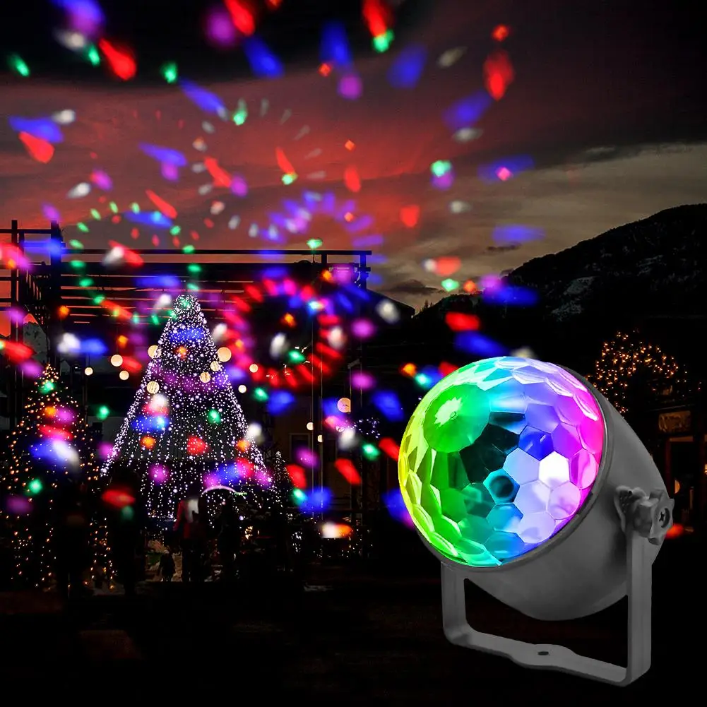 

Crystal Rotate Lamp Colorful LED Stage Effect Mini Lights 6-color Modes Voice Control Decoration Lighting for Home Party Disco
