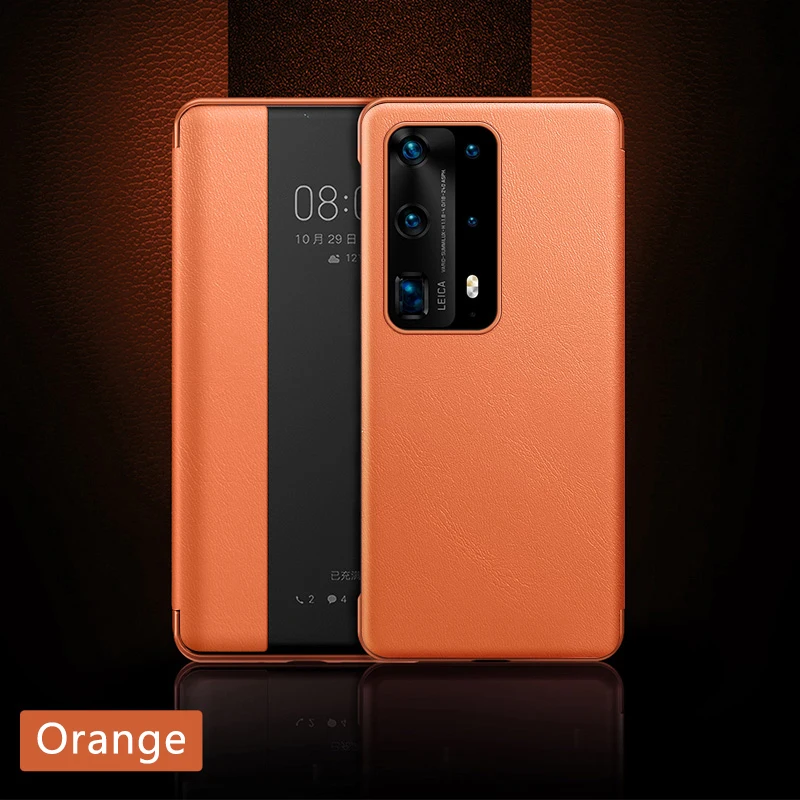 

Luxury Smart Wake flip Leather Phone case For Huawei mate 40 pro Plus Touch View Cover For Huawei P40 Pro Plus flip-free answer
