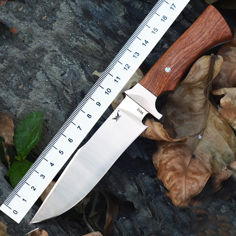 

Hysenss High Quality and Outdoor Camping Survival Jungle Tactical Knives VG10 HardnessBlade Rosewood Handle Edc Peeling Tool
