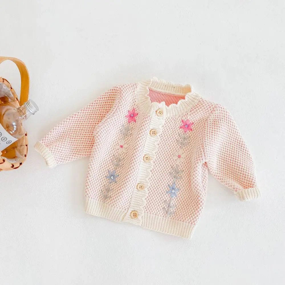 Осенний трикотажный свитер с длинными рукавами и круглым вырезом для маленьких