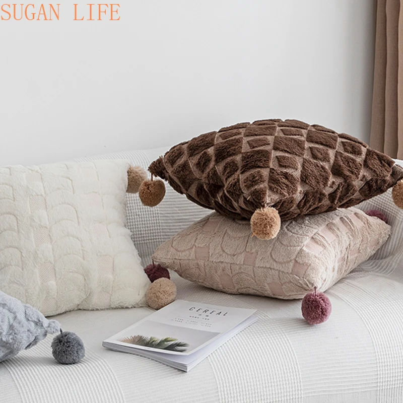 Наволочка с помпоном в виде шара мягкая плюшевая наволочка со стразами и