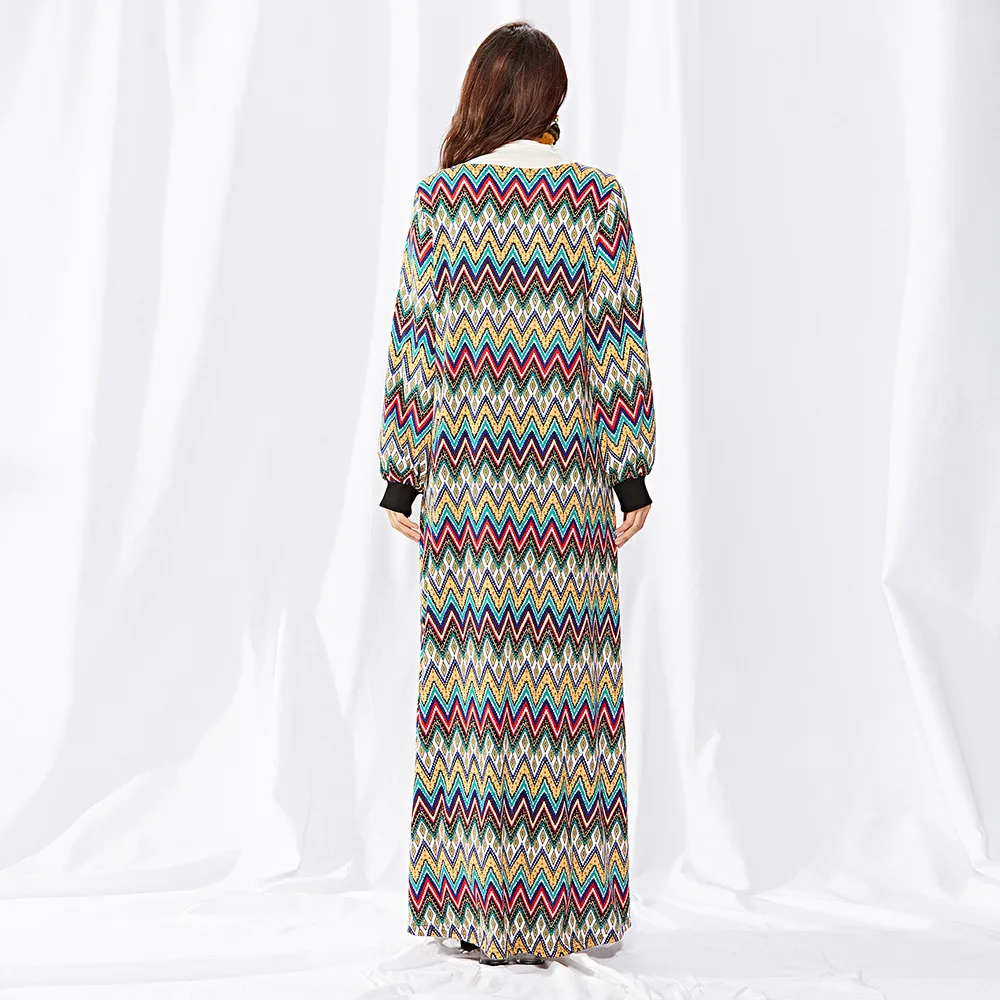 New women's autumn cardigan long knit sweater women Long Half-open-neck Pointstripe Printed Knitted free shipping |