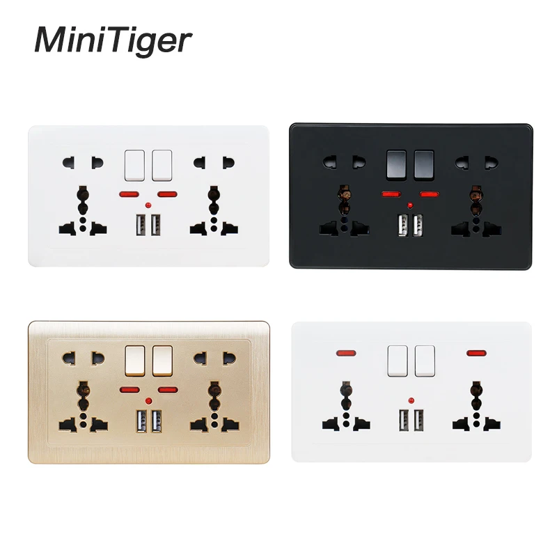 Minitiger 2.1A двойной usb порт для зарядки светодиодный индикатор настенная розетка