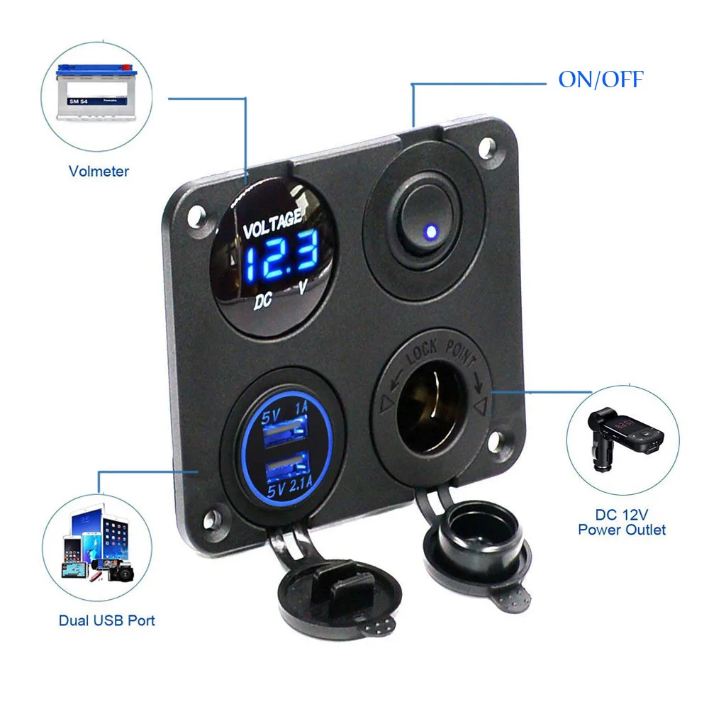 Новый 4 переключатель отверстия панель с двумя портами USB светодиодный цифровой