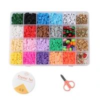 6mm flat round polymer clay spacer beads kit charms lobster clasp box for jewelry making diy bracelets earring set christmas