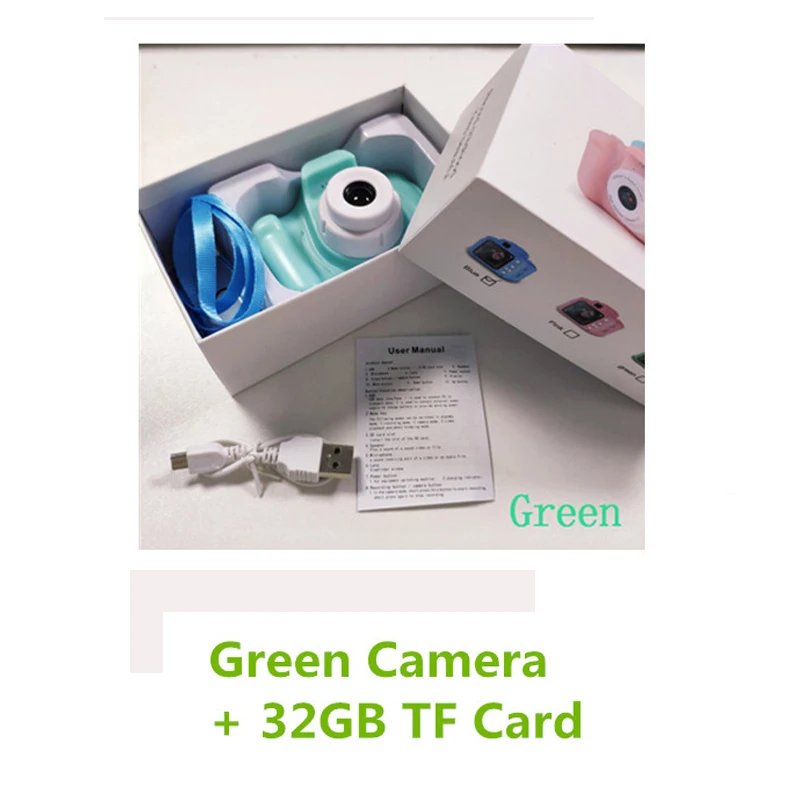 32GB Green Camera Детская камера фотографии детская игрушка подарок на день рождения мини цифровая камера s игрушки для детей реквизит для фотосъемки - Цвет: 32GB Green Camera