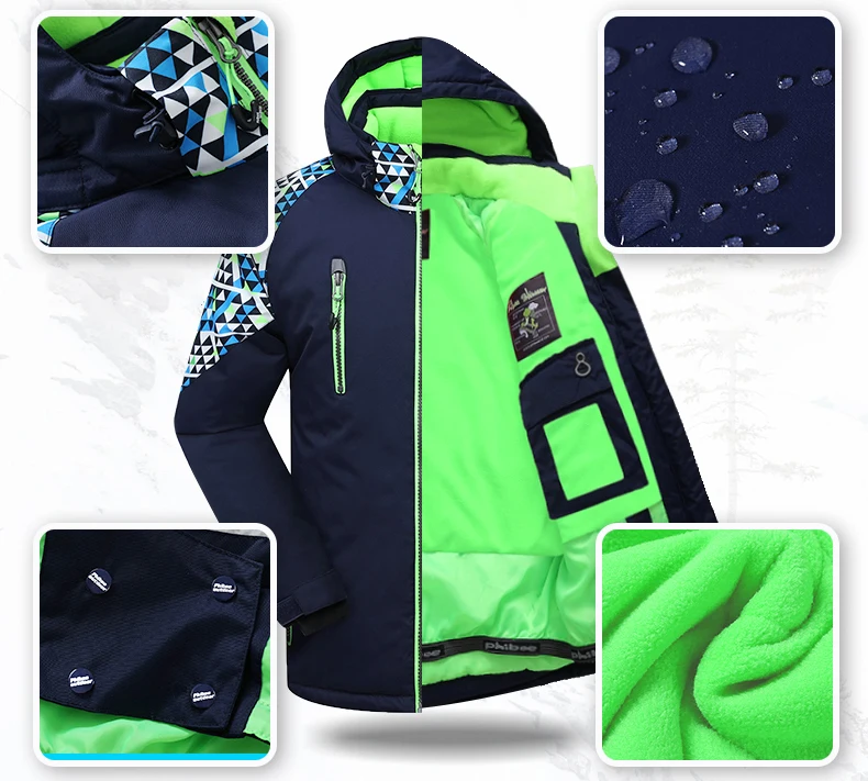 Мужской зимний лыжный костюм куртка с капюшоном теплый спортивная одежда для
