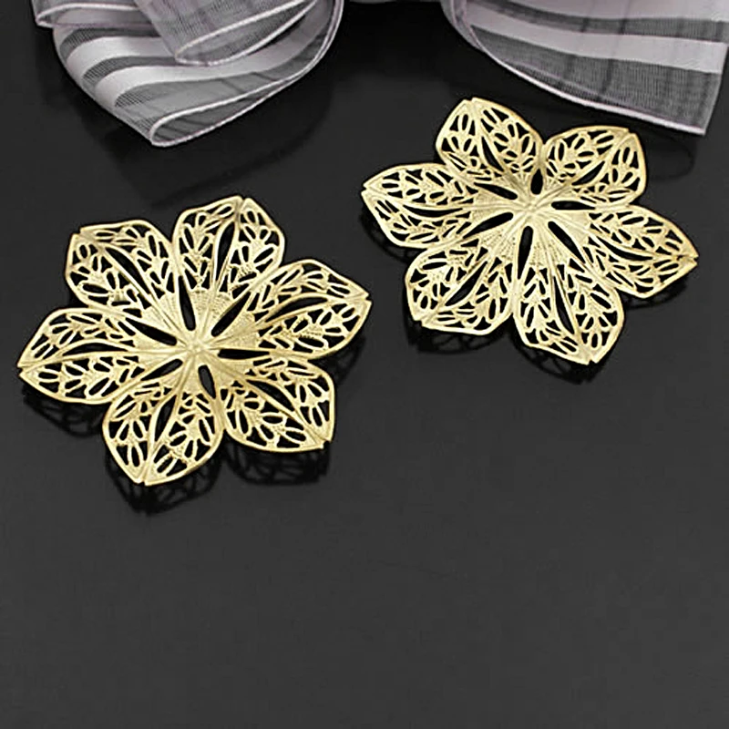 

(27174-G)20PCS 37MM Not Plated Color Brass Big Decorative Flower Spacers Jewelry Making Supplies Diy Findings Accessories