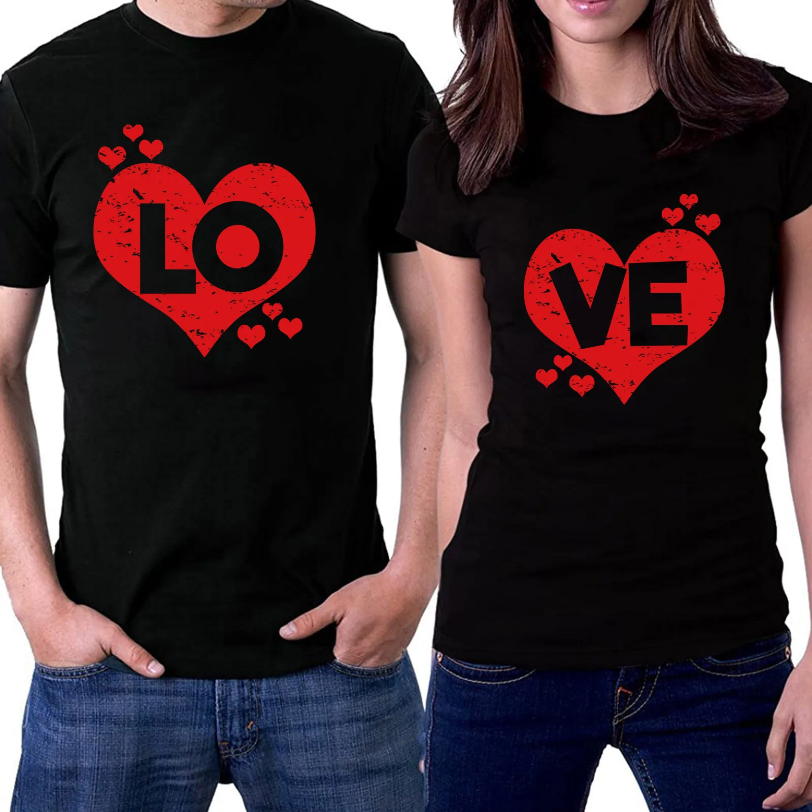 

2021 Valentine's Day Woman Tshirts Short Sleeve Loose Crew Neck Plus Size 5XL Oversized T Shirt for Couple Cute Red Heart Print