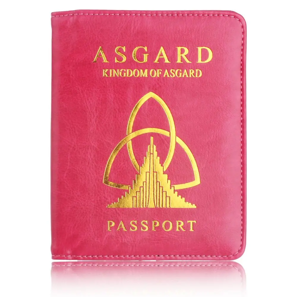 Rose Red TRASSORY RFID Блокировка ASGARD чехол держатель для паспорта Марвел Мстители Кожаная Обложка для паспорта для мужчин и женщин - Цвет: Rose Red