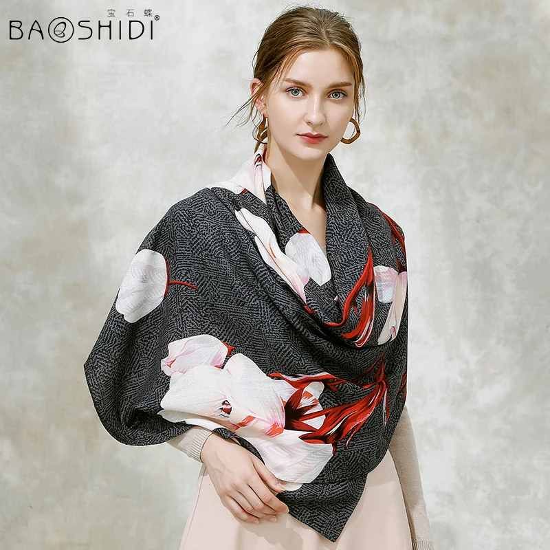 

★Ms ruby butterfly wool scarf qiu dong long printing scarf shawl amphibious/gardenia flower