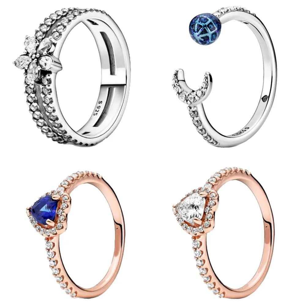 

2020 New Winter 925 Sterling Silver Ring Sparkling Snowflake Rings Women Engagement Anniversary Jewelry