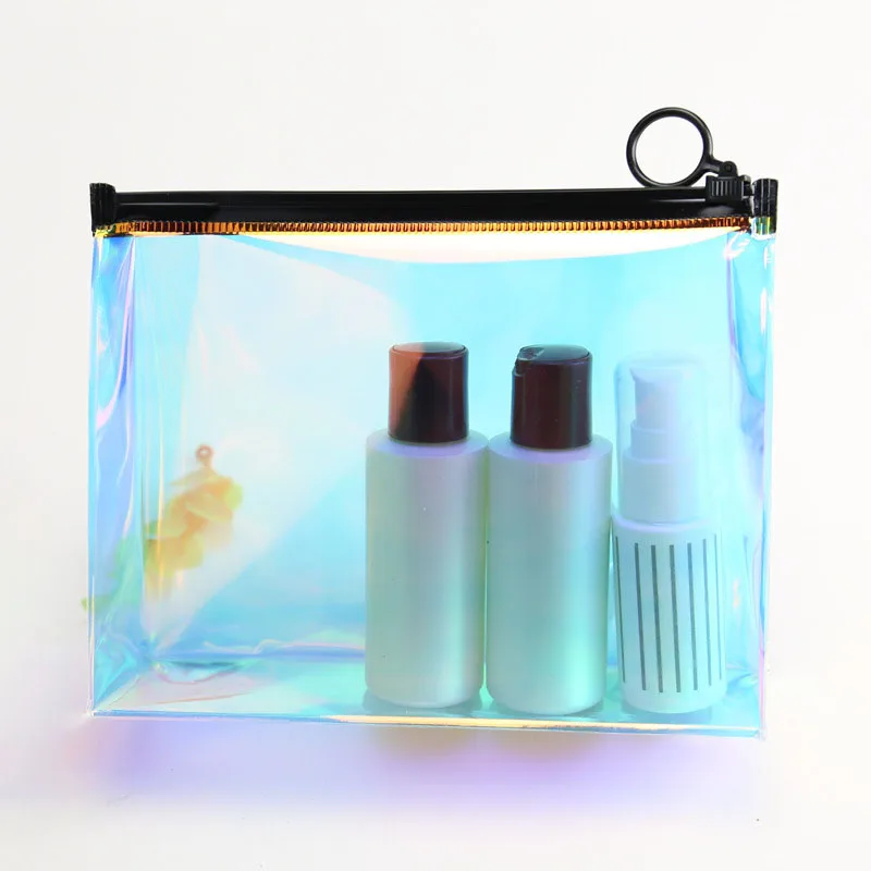 Косметичка из ПВХ прозрачная зеленая лазерная сумка для хранения ТПУ переносная