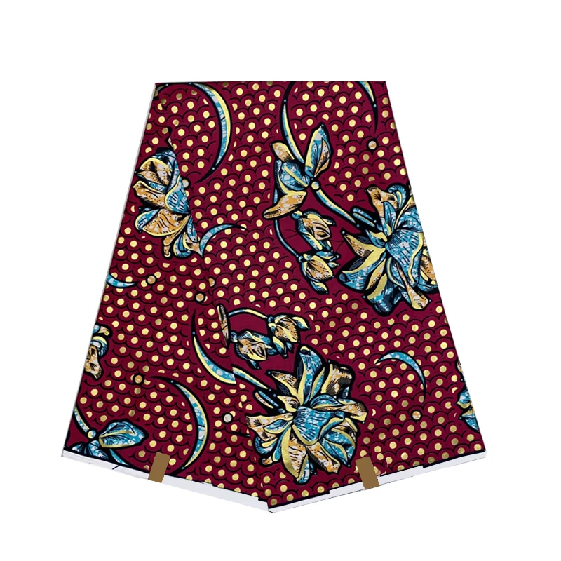 

Sewing Mateial For Wedding Dress Real Soft Breathable African Ankara Style Golden Wax Dye Prints Cotton Fabric 6 Yards G-W 126