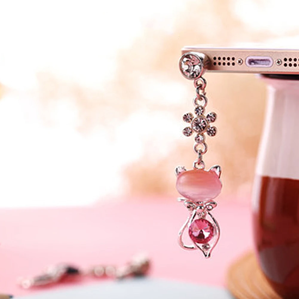 3.5 mm Jack Cat Crystal Anti Dust Plug Earphone Cap Stopper Cute cat Accessories for Phone Cup | Мобильные телефоны и
