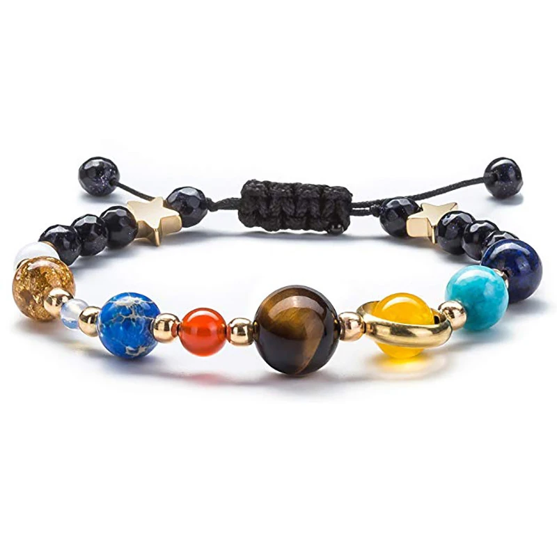 

Universe Galaxy the Eight Planets Solar System Guardian Star Natural Stone Beads Bracelet Bangle for Women Men Jewelry Wholesale