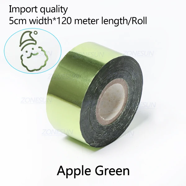 Apple Green ZONESUN 3 см рулоны золото серебро Горячая фольга тиснение бумаги ремесло бумага имитация медной фольги бумага для термопресса машина передачи - Цвет: Apple Green