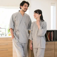 men woman couples pajamas set japanese style kimono yukata cardigan sleepwear robe tops pants indoor home bathrobes pyjamas suit