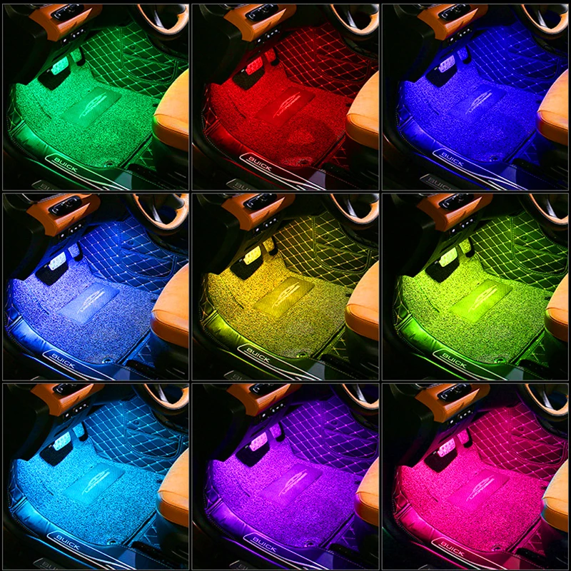 

LED Car Foot Light Ambient Lamp Interior Atmosphere Lights APP Wireless Remote Control Multiple Modes Automotive Interior Lights