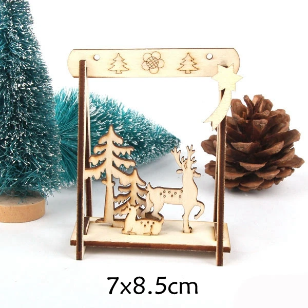 B Deer 2 шт./лот DIY креативные маленькие полые рождественские деревянные украшения для дома украшение для рождественской вечеринки украшения Детские Подарочные принадлежности - Цвет: B Deer