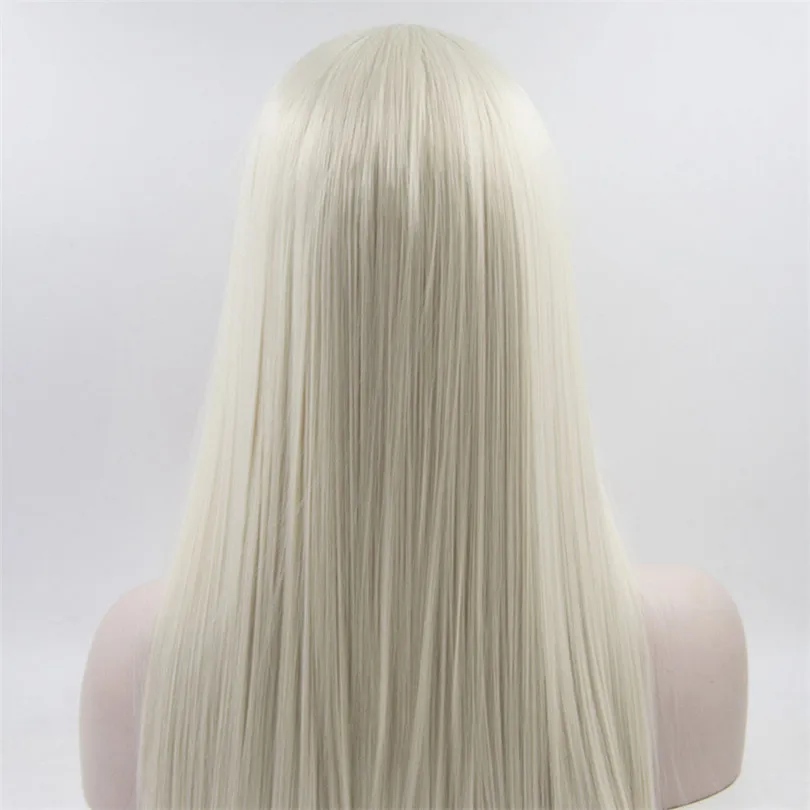 Длинный прямой парик из платинового блонда 13*4 спереди натурального